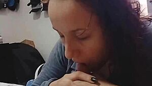 Roommate surprises with blowjob after shower