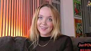 Watch this babe suck cock, show her feet, and ride in POV anal