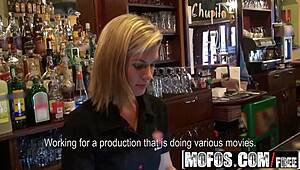 Blonde Barmaid Rihanna Samuel in Backroom Action