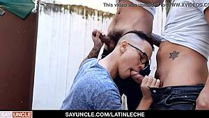 dude, stepbrothers totally share this internet maintenance guy with a monster cock, wild group action!