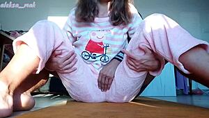 Stepbrother Roughly Jerks Stepsister's Tight Cunt in Pajama Play