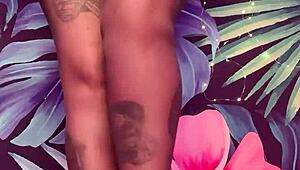 Feeling the thrill of teasing in pantyhose and latex dress with big tits