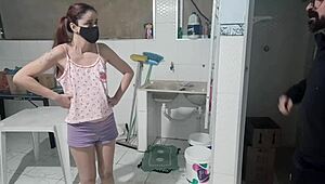 guy risks masturbating while watching tenant wash clothes and gets caught