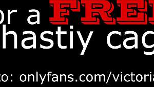 hey, mistress totally owns chastity slave, punishing and face-fucking him hard