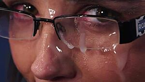 omg cumshot whore going wild for bukkake in group action 😍