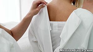 Three Hot Blondes Diving Deep Into Wild Lesbian Threesome Action