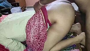 Amateur couple enjoys outdoor sex in a shared bedroom