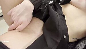 Look at this naughty teen fingering herself in public!