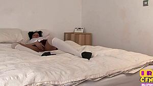 femdom college uniform babe gets pussybanged on her knees