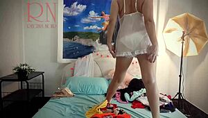 Curvy Housewife Strips, Teases, and Dominates on Bed