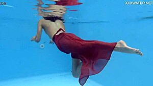 tiny skinny pornstar hermione ganger swims in the pool