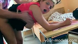 This guy finds a fat blonde milf, bends her over, and fucks her hard. He finishes by cumming deep in her pussy.