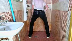 Gay Guy In Wet Jeans Takes A Quick Shower