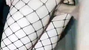 Slender Russian Girlfriend in Stockings Fucked Standing with Big Cock in Tight Pussy and Cum Inside