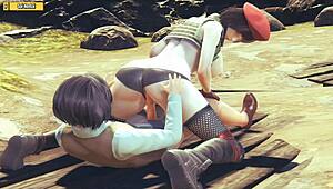 In this hentai 3d, the guy gets fucked by the female soldier in an asian cumshot scene