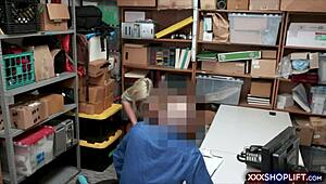 Sexy blonde shoplifter punished with doggystyle fuck!