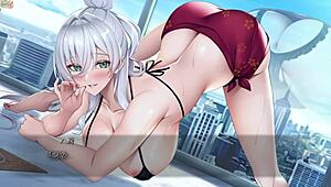 Asian cartoon characters engage in erotic role-playing game with sensual massage
