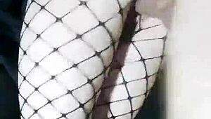 Slender Russian Girlfriend in Stockings Fucked Standing with Big Cock in Tight Pussy and Cum Inside