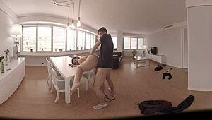 Wow, chubby girl slammed hard on table in VR!