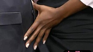 Beautiful ebony in stockings gets rough blowjob and ass fucking bent over