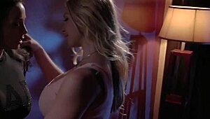 This busty brunette dives into anonymous lesbian sex