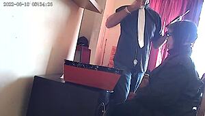 Secretary sucking boss's cock deepthroat at work creampie.