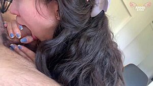 Young couple explores small boobs and big cock in teasing session