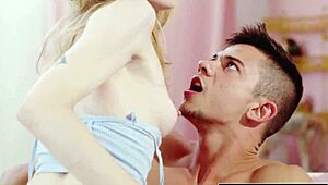 Skinny Euro Slut Drains Balls with Intense Blowjob Action