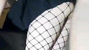 Slender Russian Girlfriend in Stockings Fucked Standing with Big Cock in Tight Pussy and Cum Inside