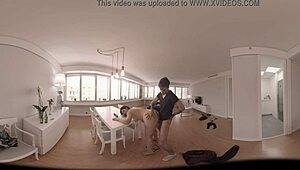 Chubby girl's table top encounter in VR porn