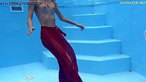 tiny skinny pornstar hermione ganger swims in the pool