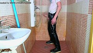 Gay Guy In Wet Jeans Takes A Quick Shower