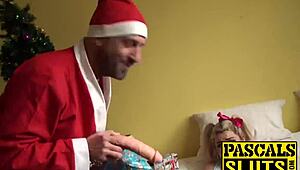 Saskia Faces Intense Punishment From Bad Santa For Naughty Behavior With Deepthroat And Dildo.