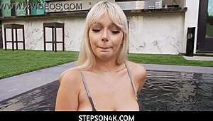 stepmom jessica starling gave an epic tit fuck after chilling by the pool.