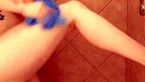 Milf showers and bathes in voyeur scene