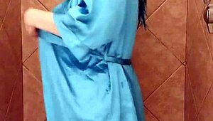 Milf showers and bathes in voyeur scene