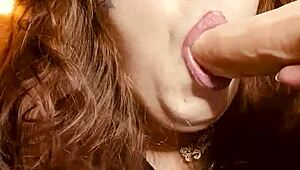 ariesbbw's wet mouth deepthroats dildo with emotional pleasure. Fat BBW toys fun.