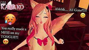 Catgirl teases you with her big natural tits before sucking your cock dry