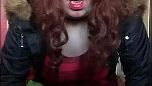 Bisexual crossdresser explores self with object insertion and cleaning