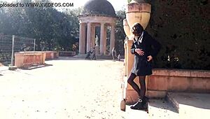 outdoors stripping naked in barcelona's public park