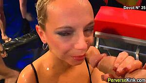 urine drinker chows down cum in wild fetish scene