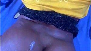 Rough black monster cock delivers back shots and huge cum on bent over ebony round ass