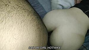 Sailor girl couldn't resist and begged for rough fucking in aunt's living room