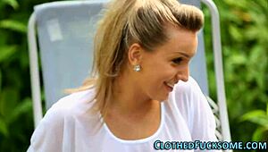 Clothed Glamour Lesbo Trio in Outdoor Action