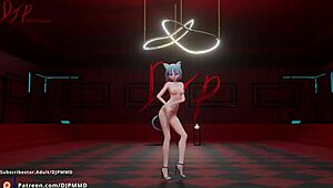 Petite Catgirl Mia Dances Nude