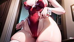 hot anime playboy bunny girl masturbates pussy with asmr sound