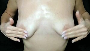 Teen Brunette Does Oil Massage After Shower.