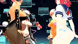 Mmd Four Girls Sing and Undress
