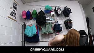 Creepyguard-Teen 18+ Fucked By Security Officer For Stealing Panties From The Mall