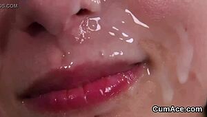 Unusual Looker Receives Massive Jizz Load On Face, Gulping Every Drop In Bukkake Frenzy